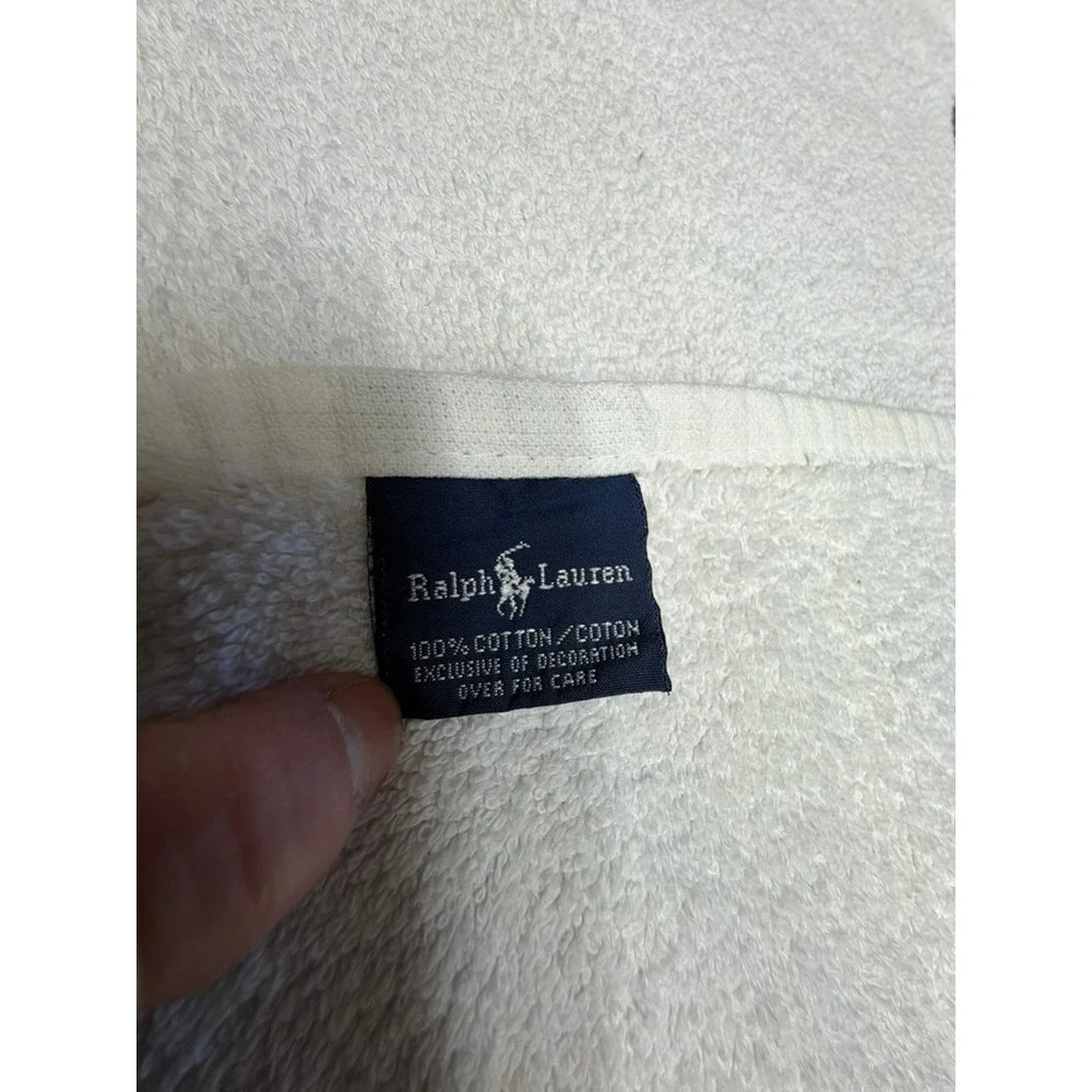 VTG Ralph Lauren Beach Towel Authentic Dungarees Cotton‎ Cream Navy 35